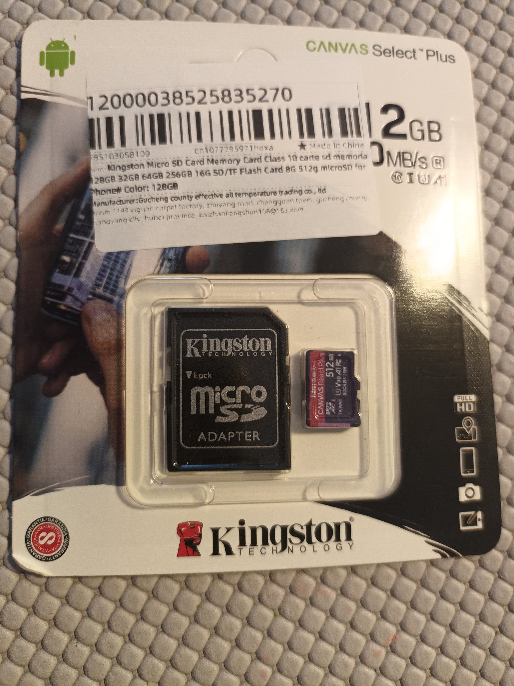 Carte Micro SD 512 Go Kingston avec adaptateur SD