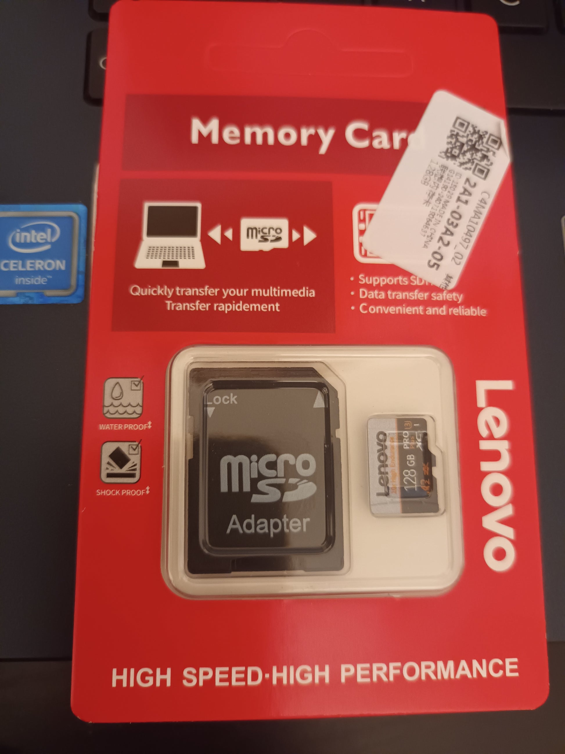 Carte Micro SD 128 Go avec adaptateur SD. Lenovo. 4 K High Performance